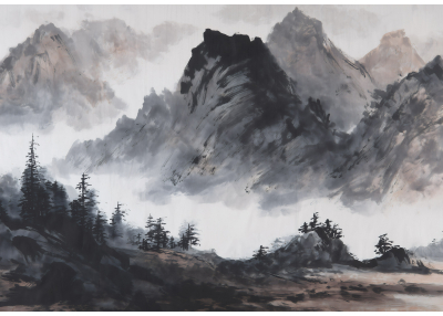 Фототапет Мъгливи планини – артистична атмосфера и дълбочинаостор